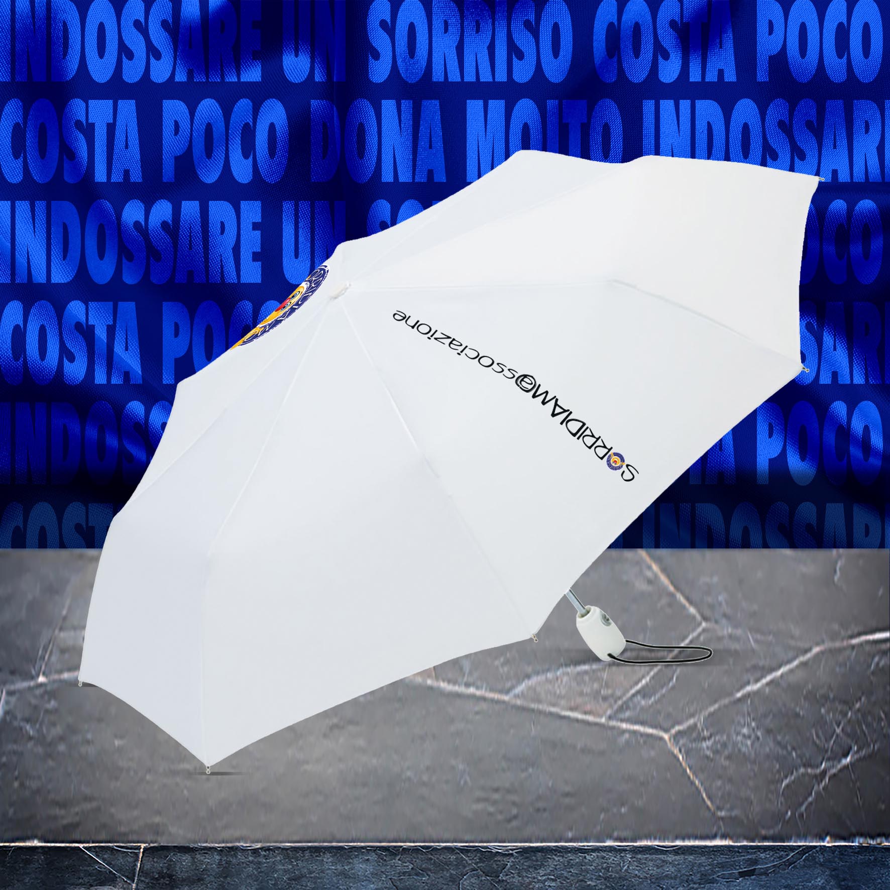 Mini ombrello bianco Sorridiamo Associazione – Gidesign